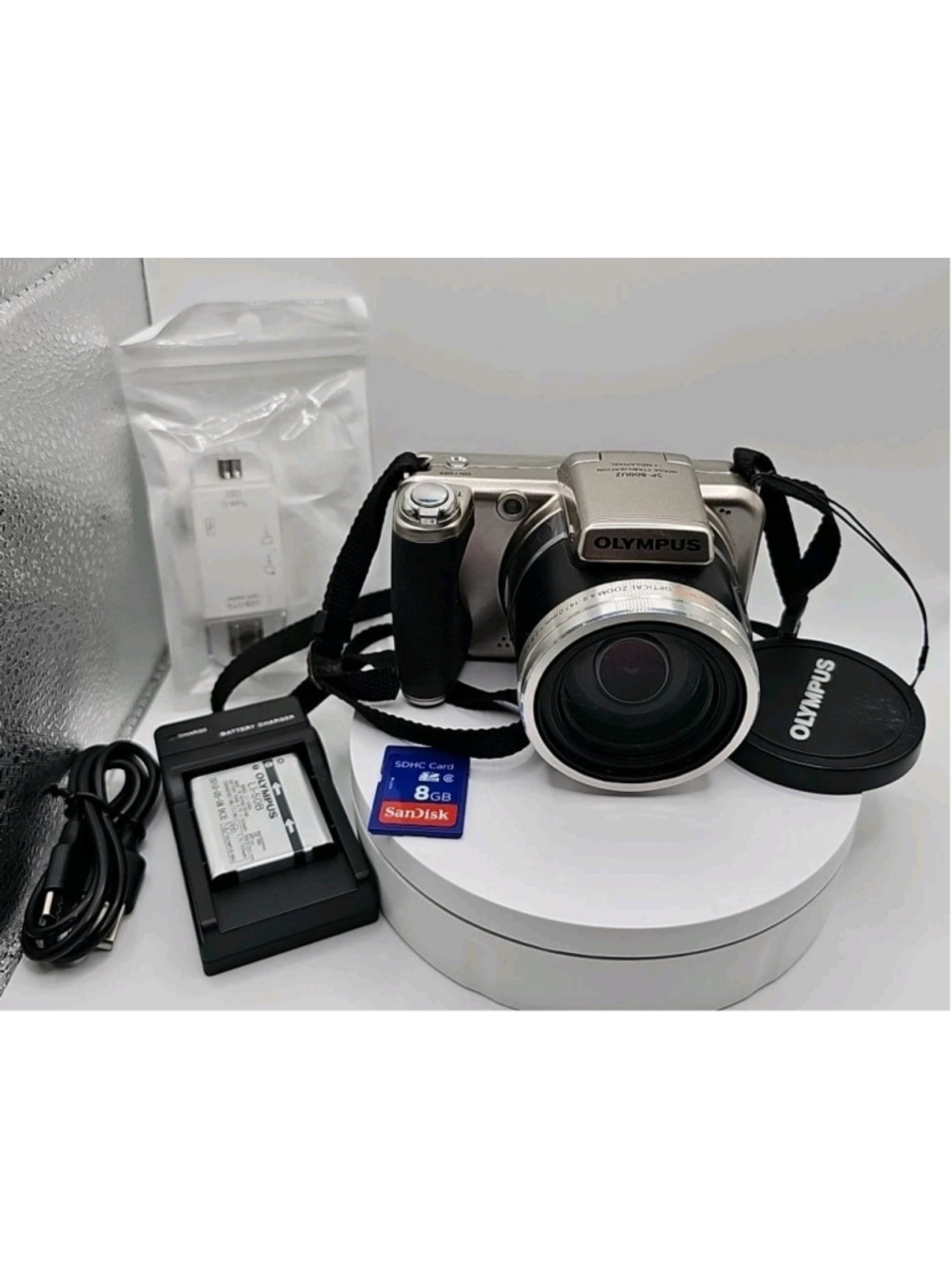 Olympus SP-800UZ 14MP Digital Camera With Battery Charger Strap & SD Card Works